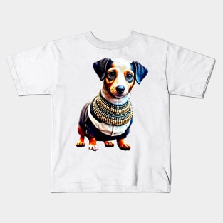 Glamour Pup: Elegant Dachshund with Statement Jewelry Kids T-Shirt